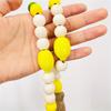 Lemon Wood Beaded Garland with Rustic Tassels Lemon Farmhouse Rustic Beads Summer Country Style Home Tiered Tray Decor