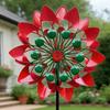Rustproof Metal Garden Ornaments Flower Wind Spinner, 29.5" Spinner with Stake, Outdoor Rust Modern Balcony Decor Resistant Windmill, Yard Art
