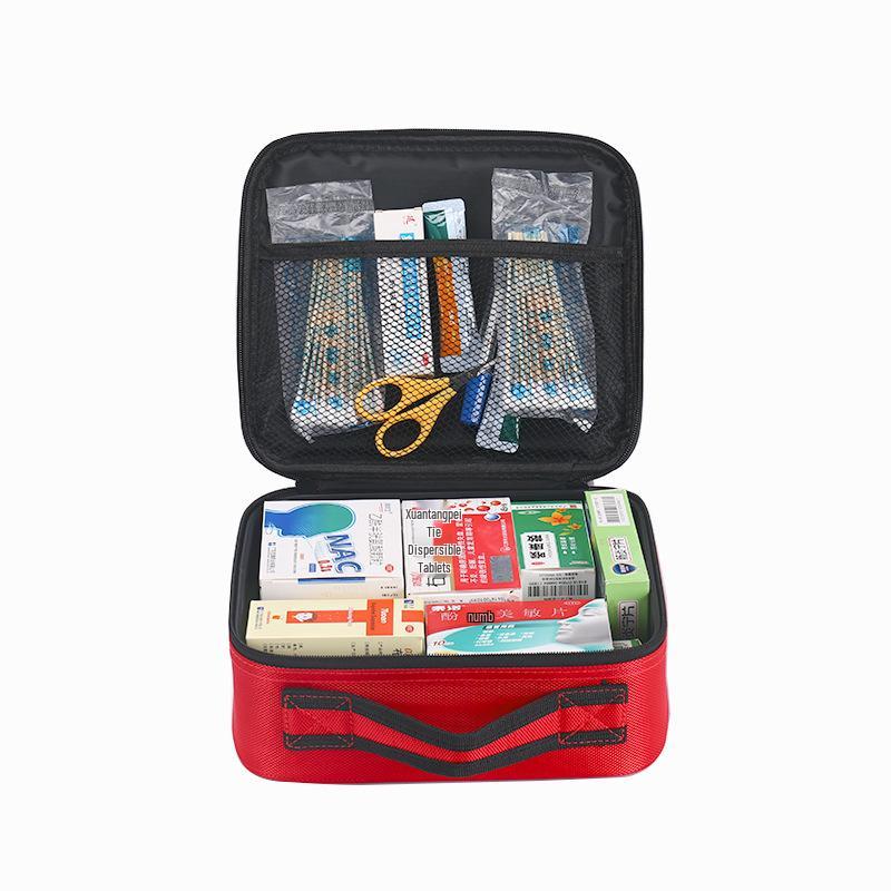 Large Capacity Outdoor & Home First Aid Kit - Portable Handheld Fabric Storage Box for Travel, Epidemic Prevention, Car & Student Use