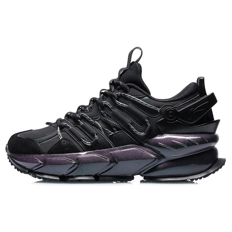 New LiNing Cushioning Anti Slip And Wear Resistant Coverage Low Top Running Shoes Unisex Black Purple ARLR001-1