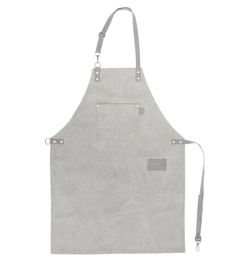 Kitchen Apron Heavy Duty Canvas Barber Work Aprons Unisex Cross Straps Adjustable Salon Hairdresser Bib PU Leather Apron for Men