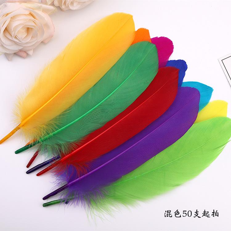 50Pcsdiy Feather Hard Big Floating Feather Wedding Dress Toddler Handmade Decorative Material Mask Feather