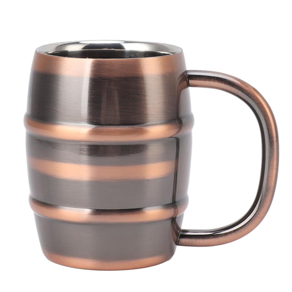 Beer Mug Double Wall Beer Mug Stainless Steel Beer Mug Double Layer Insulation Multipurpose  Ergonomic Milk Tea Mug for Home