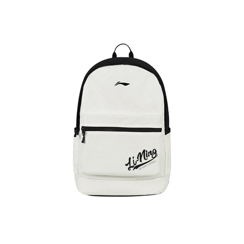 Li Ning Polyester Backpack Unisex White YBSU167-6A16