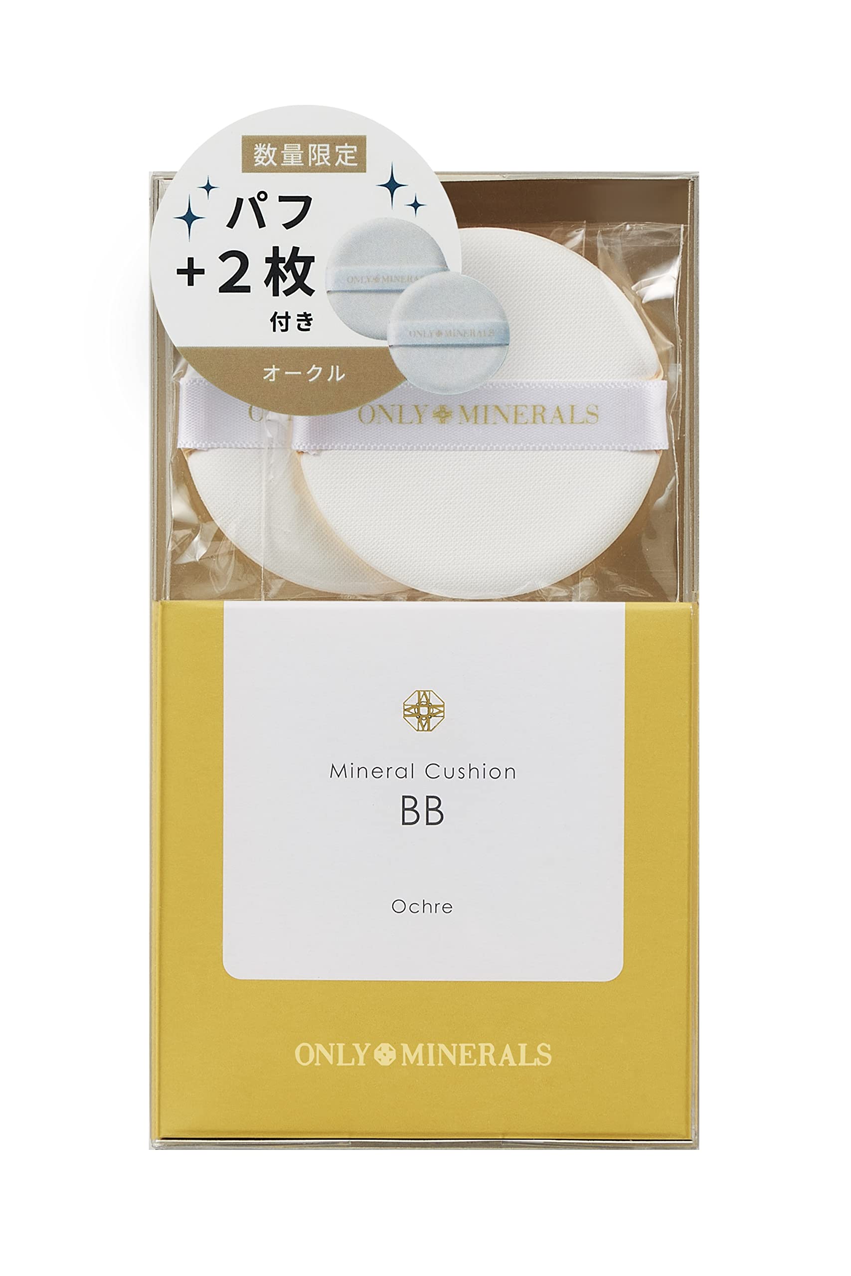 

ONLY MINERALS Mineral Cushion BB Puff + 2-Piece Set, Ochre, Glowing, Moisturizing, Pore-Cleansing