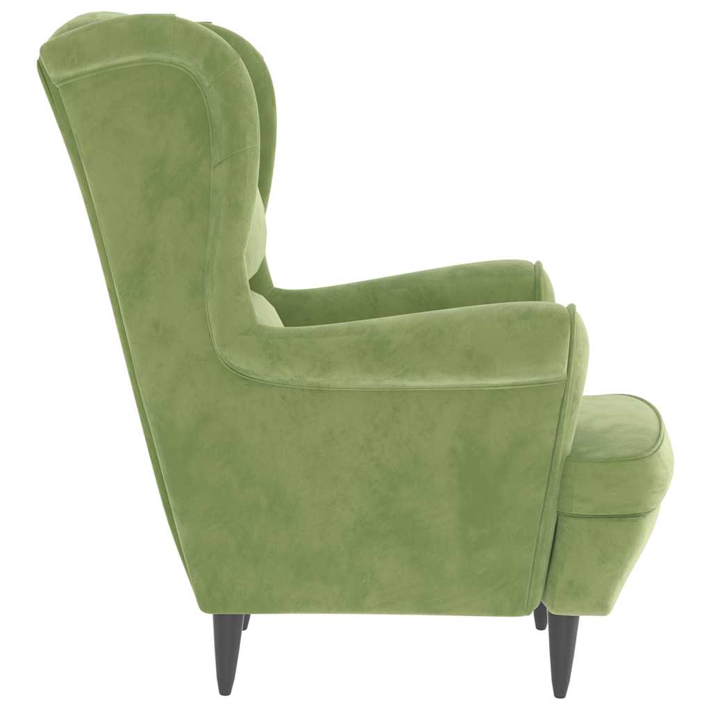 Armchair with Footstool Light Green Velvet