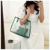 2pcs/set Summer Transparent Totes Bag Waterproof Shopping Bag Portable Jelly Shoulder Bag  For Women