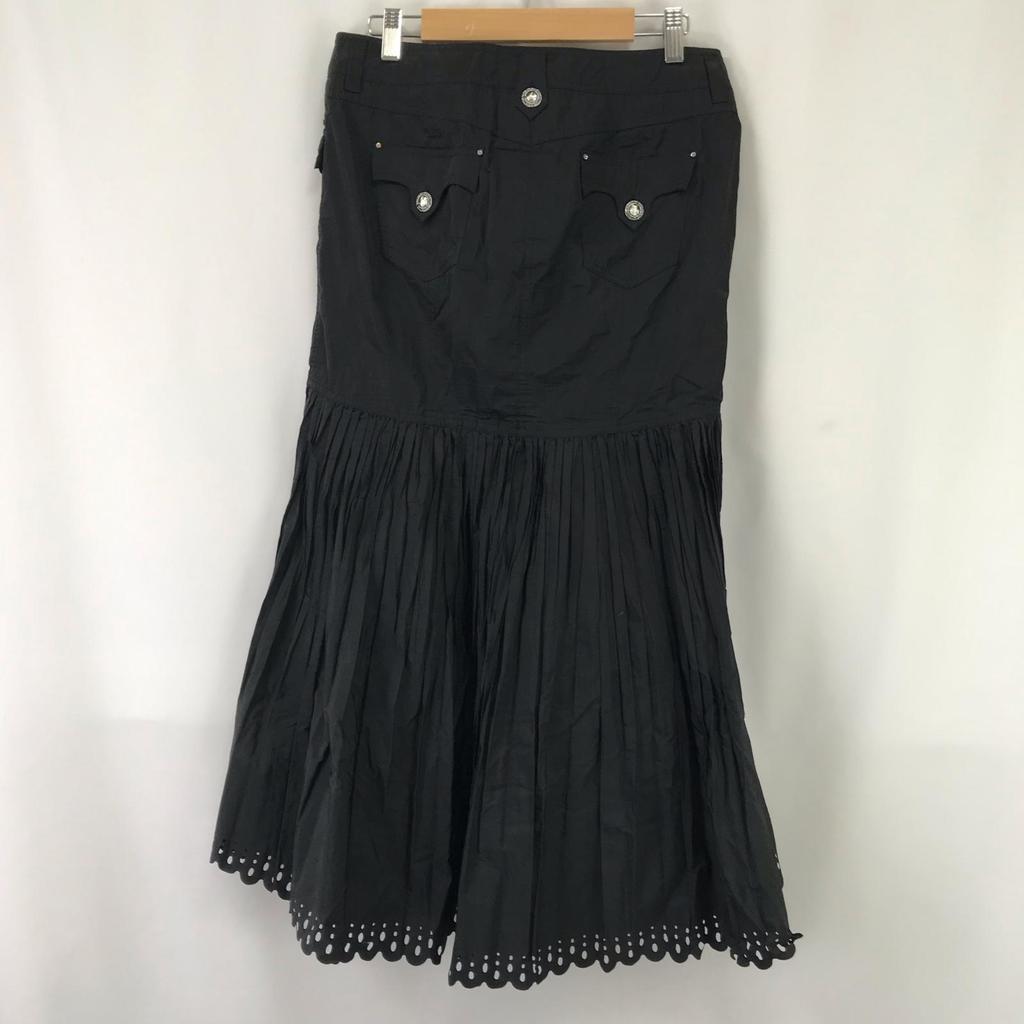 ITALIYA Langer ausgestellter Rock Schwarz Damen 9/M mit Steinbesatz(GEBRAUCHT)