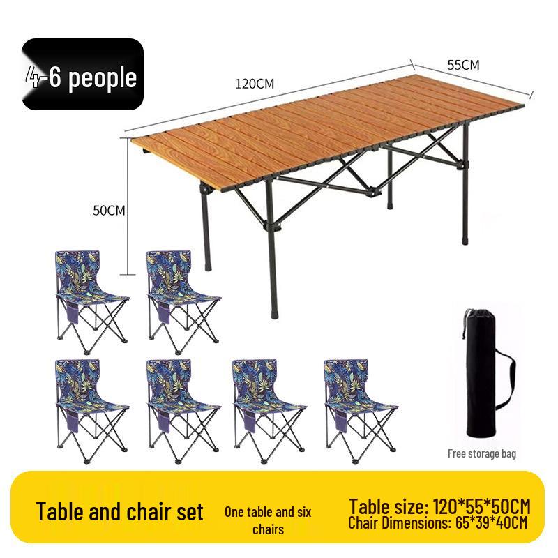 Outdoor Portable Folding Table & Chairs Set - Lightweight Roll-Up Table with Camping Seats