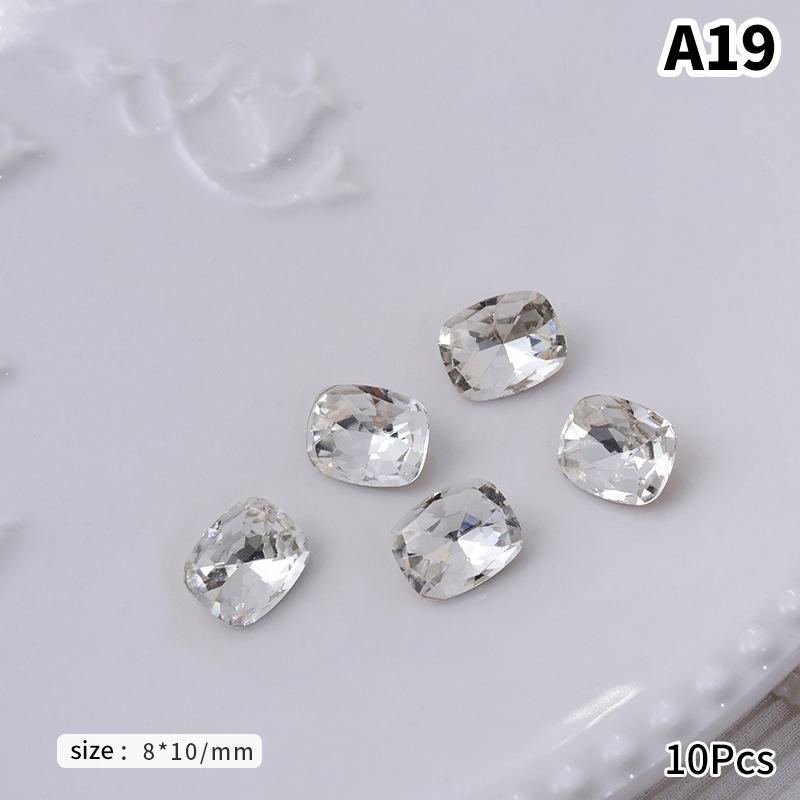 10 Stück Weiß Durch Nagel Punkt Diamant Accessoires Herzform Wassertropfen Steine Für DIY Nageldekoration