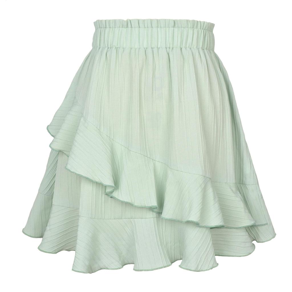 Summer Ruffle High Elastic A-Line Skirts Women Pleated Irregular Solid Skirt
