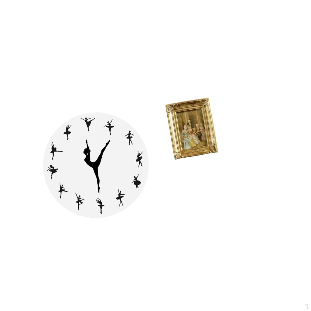 Ballet Dancing Girl Wall Clock with Resin Photo Frame Card Display Holder Silent Mute And