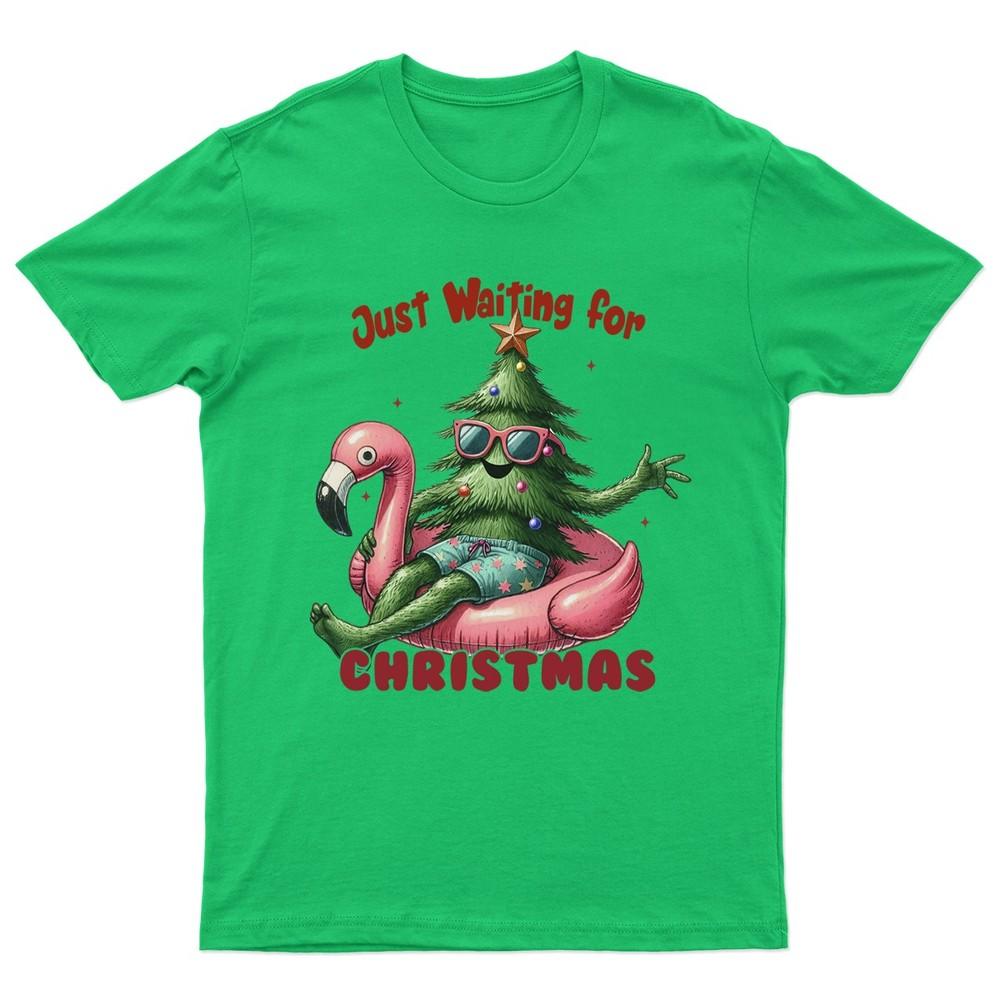 Just Waiting For Christmas TShirt Unisex Retro Seasonal Funny Xmas Santa c