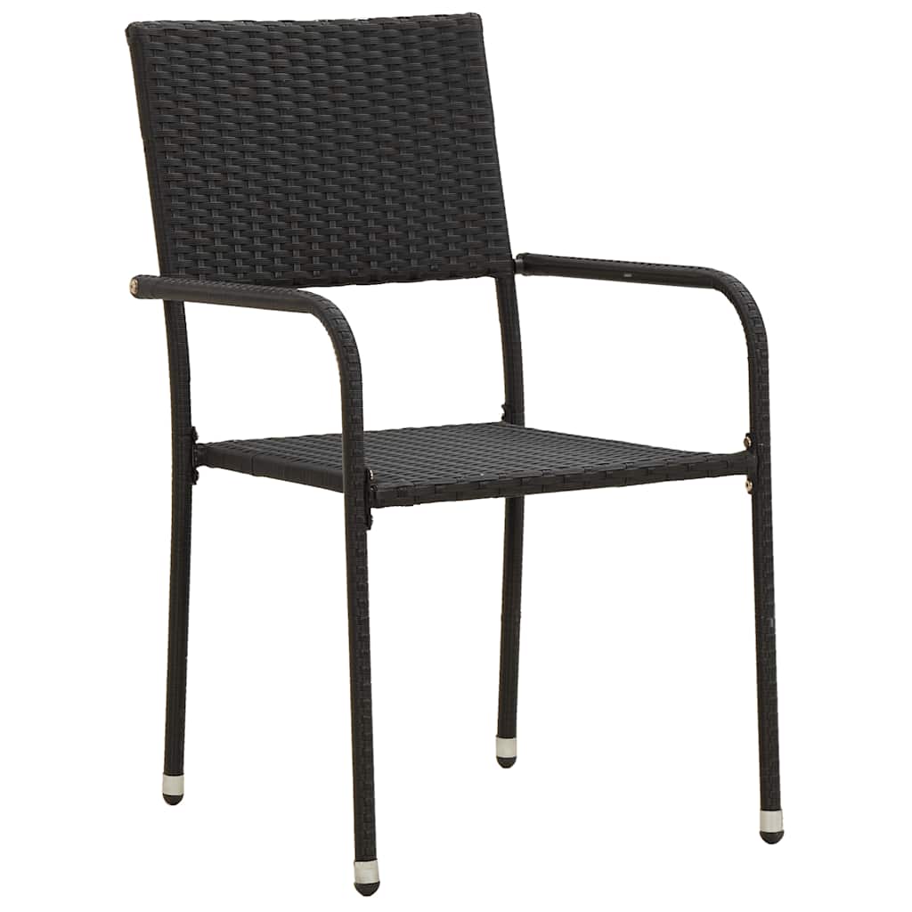 7 Piece Garden Dining Set Poly Rattan Black