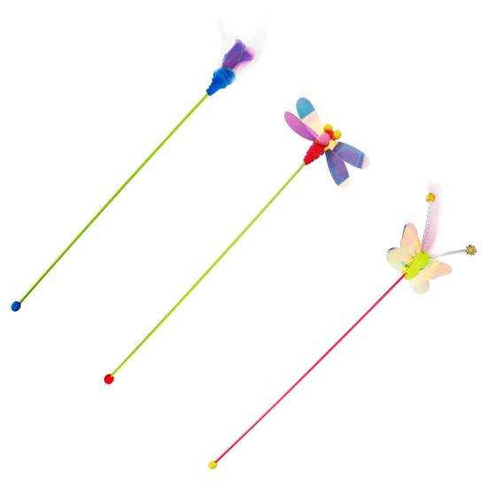 Cat Wand Creative Shape Stress-relieving Plastic Feather Style Cat Teaser Stick Pet Interactive Toy for Home