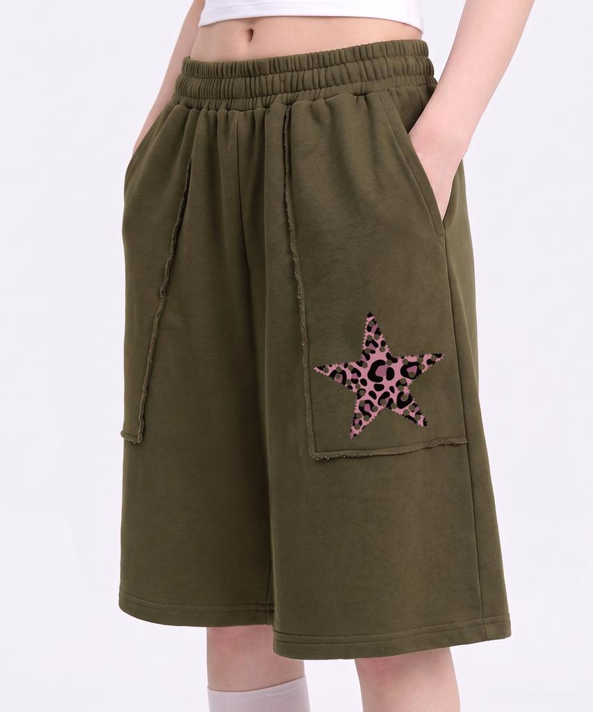 UNDEROFF Low-Cut Out-Pocket Bermuda Pants Leopard Khaki
