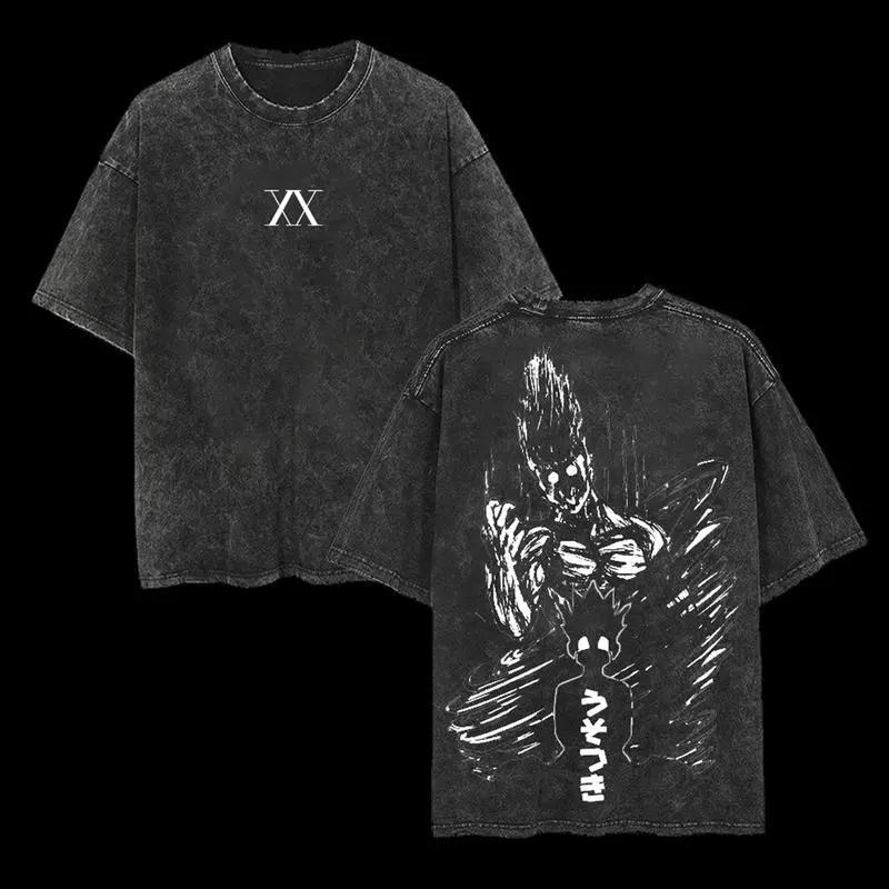 

Japan HunterHunter Anime Gon Freecss Meruem Graphic Tshirt Washed Oversized T Shirt Men Women Clothing Cotton Short Sleeve Tee S
