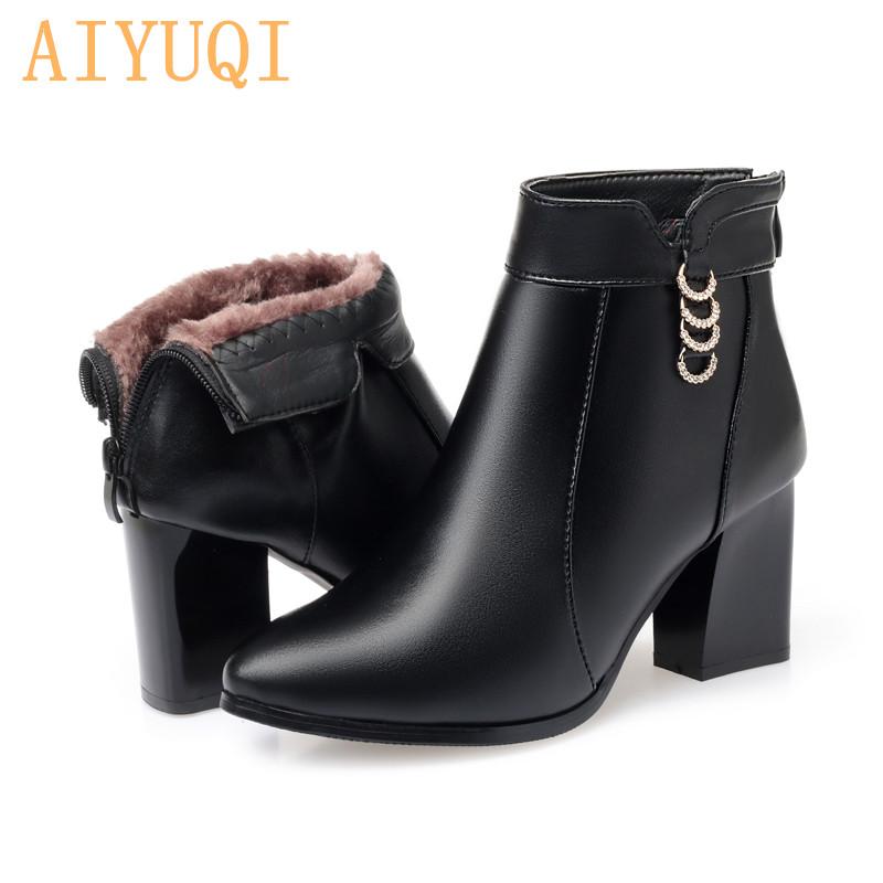 Women Ankle Boots GenuineLeather Women's Fashion Boots Red Pointed Rhinestone High-heeled Winter Wedding Boot
