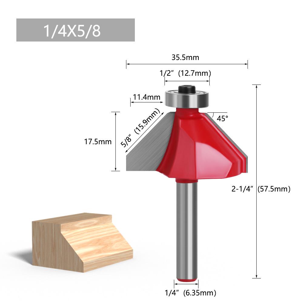 1/4" Shank 6-Pattern Beveled Lace & Round Head Woodworking Relief and Semi-Circular Knife Milling Trimmer.