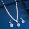 Zircon Necklace Earrings Two-Piece Set Exaggerated Light Luxury Temperament Collarbone Chain High-End Sense Necklace Jewelry Women'S Jewelry