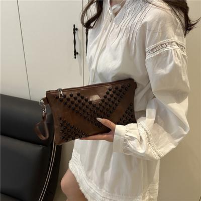 Rivet Envelope Clutch Bag Women's 2025 New European and American Fashion Large-capacity Oblique Span Bag Simple Women's Trendy Bag