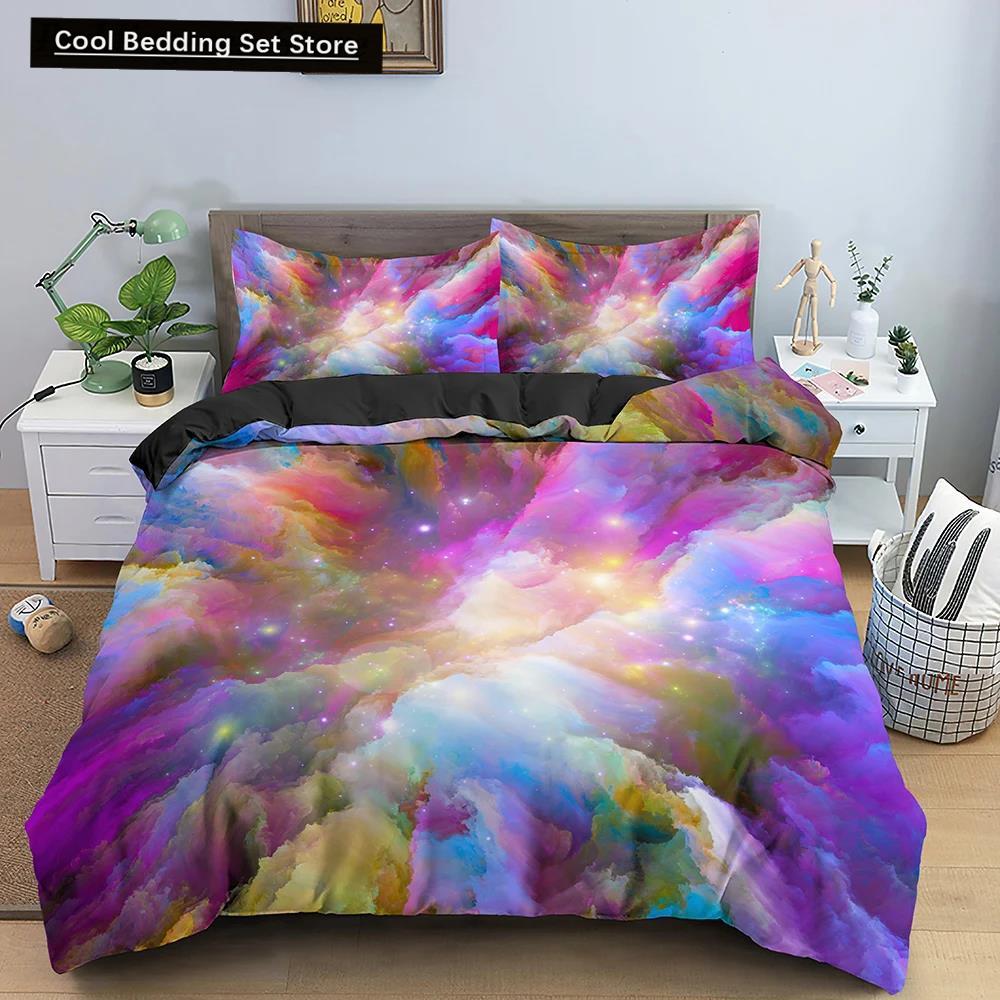 Comforter 3D Tie Dye King Queen Colorful Splash Ink Style Bedding Set For Kids Teens Adults Modern Art Polyester
