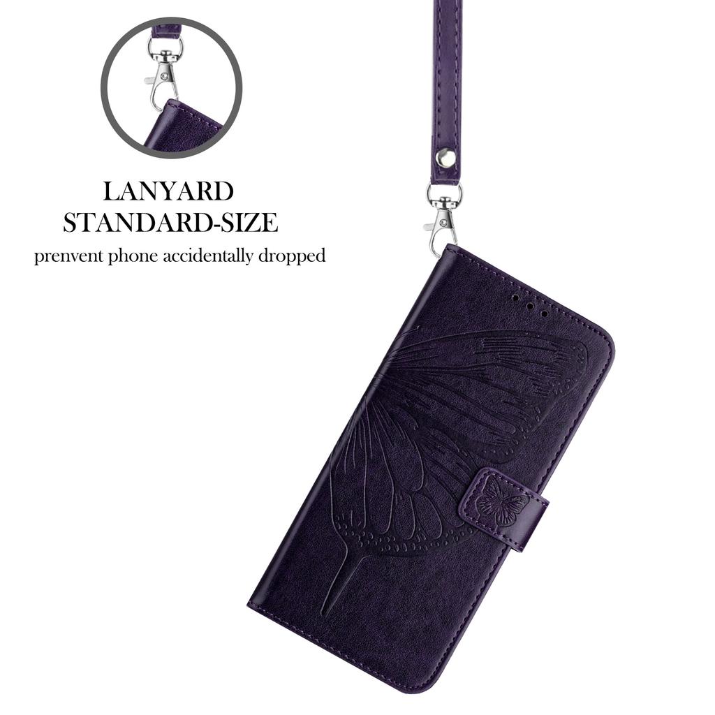 For Honor X5c 4G/Honor X5c Plus 4G Wallet Case with Wrist Strap Butterfly Imprint Leather Phone Cover