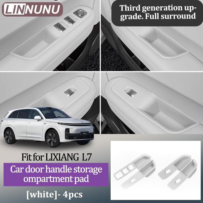 

Linnunu for Li Xiang L6 L7 L8 L9 4Pcs Car Interior Door Groove Silicone Pad Storage Slot Mat Key Protection Dustproof Decoration L7White Upgrade