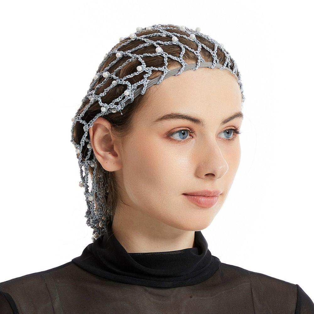 Pärlstickad Hålnätshalsduk Hårnät Håraccessoarer Elastisk Halsduk Dam