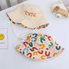 Citgett Summer Infant Baby Kids Boys Girls Hat Double-side Colorful Print Embroidery Letters Wide Brim Cap