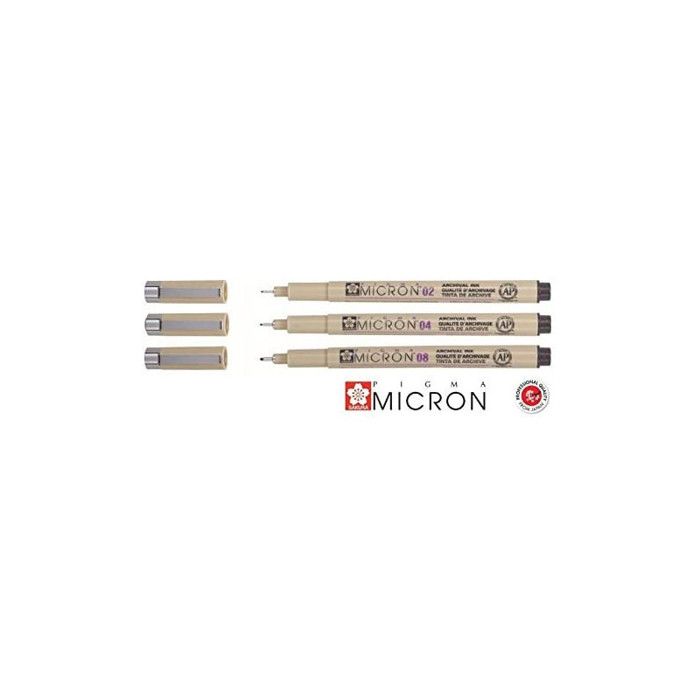 Feutres - PIGMA MICRON - Lot de 3 - Pointe fine - Noir - Résistants à l'eau et à la lumière