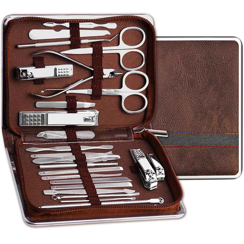 

Black 26 Piece Alloy Metal Nail Clipper Set With Leather Bag Cover, Suitable For Home Portable Nail Art And Manicure Tools Gift