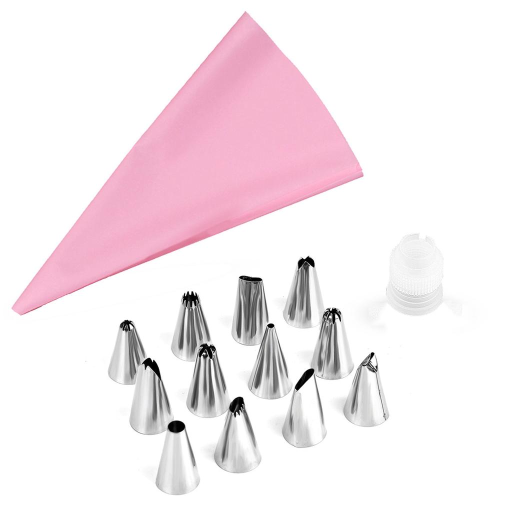 16 Pieces Piping Bags And Tips Set 14 Icing Tips Icing Piping Nozzles Set Frosting Bags Ties Cupcake Decorating Kit Cupcake Tool