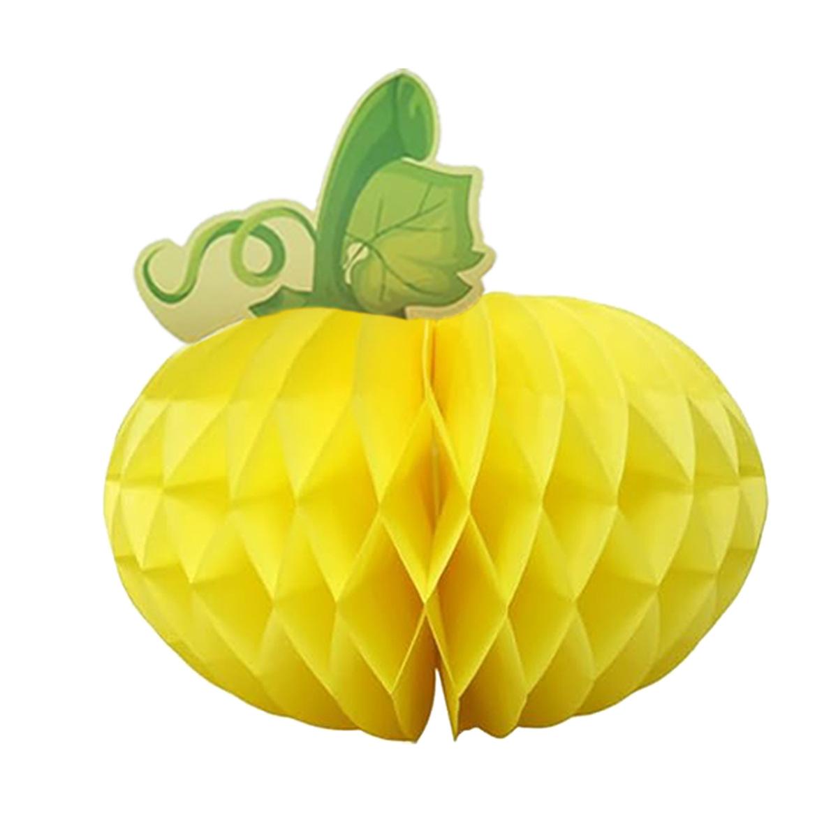 Thanksgiving Decorative Desktop Arrangement Pumpkin Honeycomb Ball Autumn Harvest Pumpkin Paper Honeycomb Ornament Pumpkin Honeycomb [Yellow]
