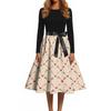 Women's Casual Christmas Print Dress with Neck, Vintage Holiday Dress
