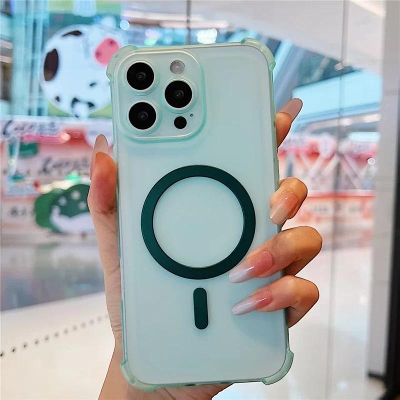 Airbag Soft Silicone Wireless Charging Shockproof Case For XIAOMI Redmi 15 4G 5G Translucent Magnetic Cover Phone Bumper Shell