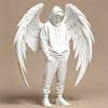 PLA Angel Decor 3D Printed Figurine, Winged Man Decorative Statue, Hoodies Desk Decoration Boys Sculpture for Home Office Shelf