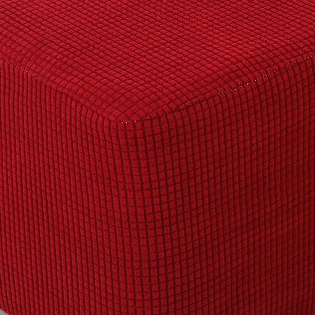 Square Ottoman Slipcover Polyester Stool Protector Cover Jacquard Fabric