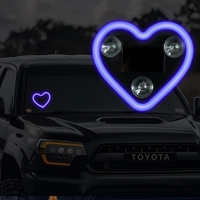 Car LED Ambient Light, Solar Powered Heart Shape Lights, LED Neon Light for Car Back Window Decoration, Night Driving, 5 Mode