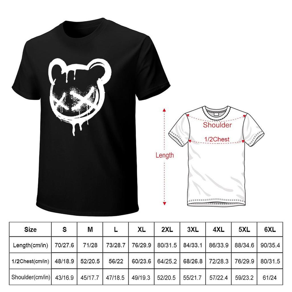 White Dripping XEyed Bear TShirt Aesthetic Clothing Street Wear Funny Gifts Mens Plain T Shirts