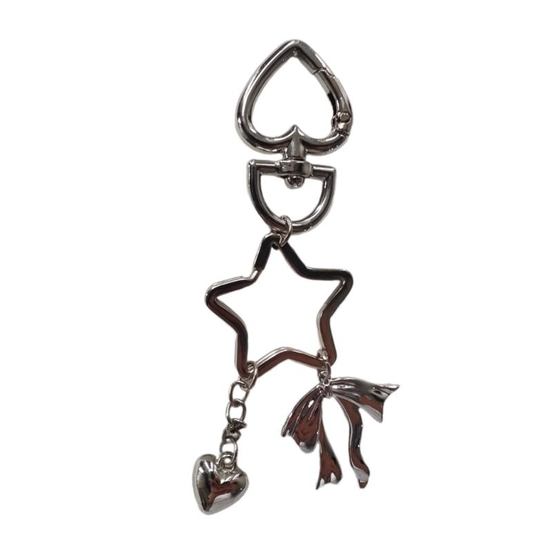 Heart Star Bowknot Charm Keychains Sweet Lovely Pendant Hangings Ornament Keyring Backpack Decoration for Women Girls