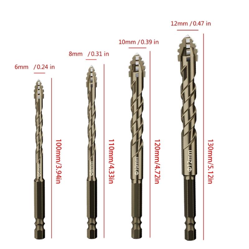 Four-Edged Serrated Eccentric Drill Bit Set High Hardness Hexagonal Simple Installation Multifunction Drill Bit