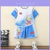 Boys Summer Outfit 2024 Stylish Cotton Two Piece Set Soft Comfortable Cartoon Design For Ages 3 To 8