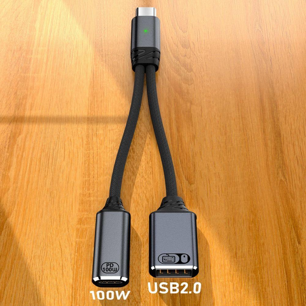 2 in 1 USB Headphone Converter PD 100W Y Cable NEW Type C Splitter  Keyboard Mouse