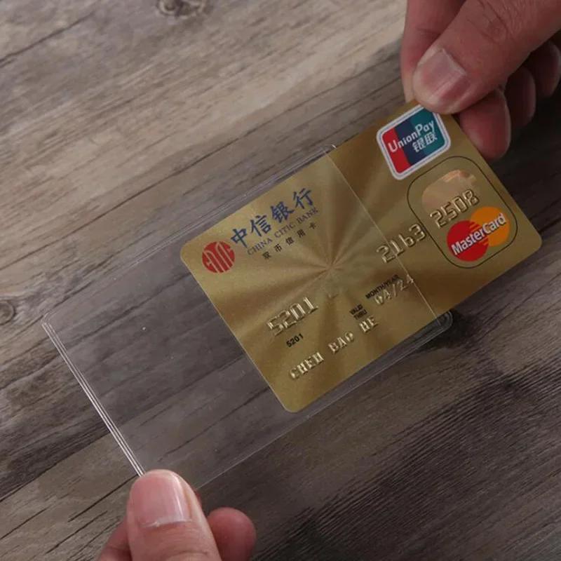 

10pcs/lot Transparent Card Protector Sleeves Bank Bus Waterproof ID Card Document Case Business Credit Card Cover Purse Bags чистый