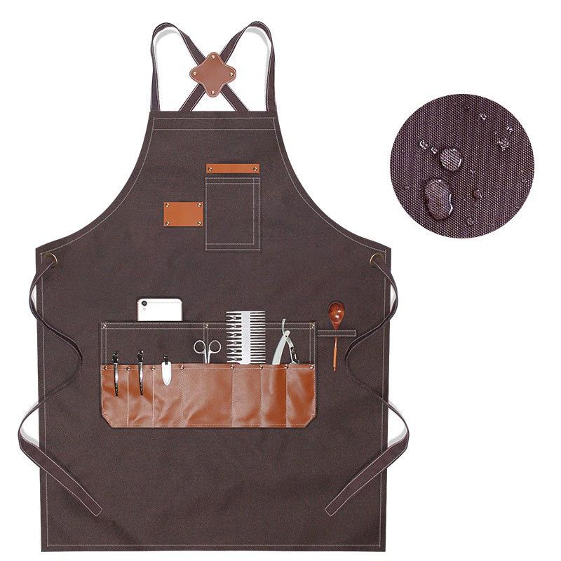 Waterproof Canvas Multi Pocket Barber Apron Men's and Women's Painting Work Clothes Anti Fouling Apron for Coffee