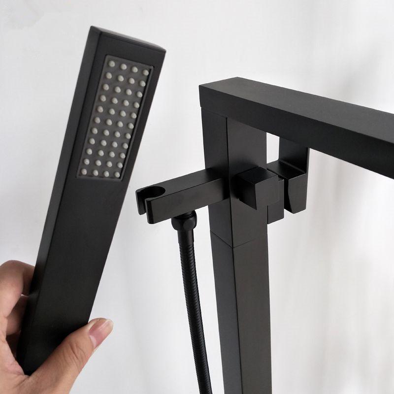 Freestanding Bath Bathtub Filler Faucet Mixer Tap Floor Mounted Matte Black Rose Gold Brushed Square Single Handle Spout Shower