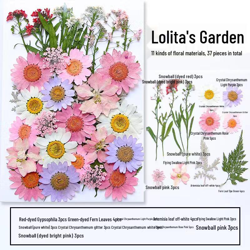 DIY Handmade Dried Flower Embossed Wall Clock with Wood Grain Border