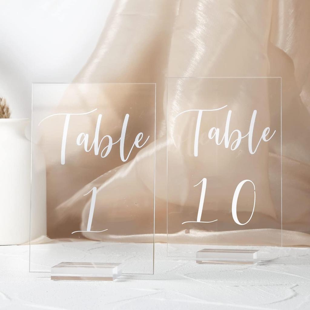UNIQOOO 2" Clear Acrylic Stand | 18 Pack 3mm Slot Wedding Sign Holders, Perfect for Wedding, Table Number, Exhibition, Office, Restaurant, Business
