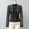 VAYLA Lace Printed Shirts Tops Female Hollow Out Fashion Commute Vintage See-Through Blouse Women's Lace Shrug Shirts New